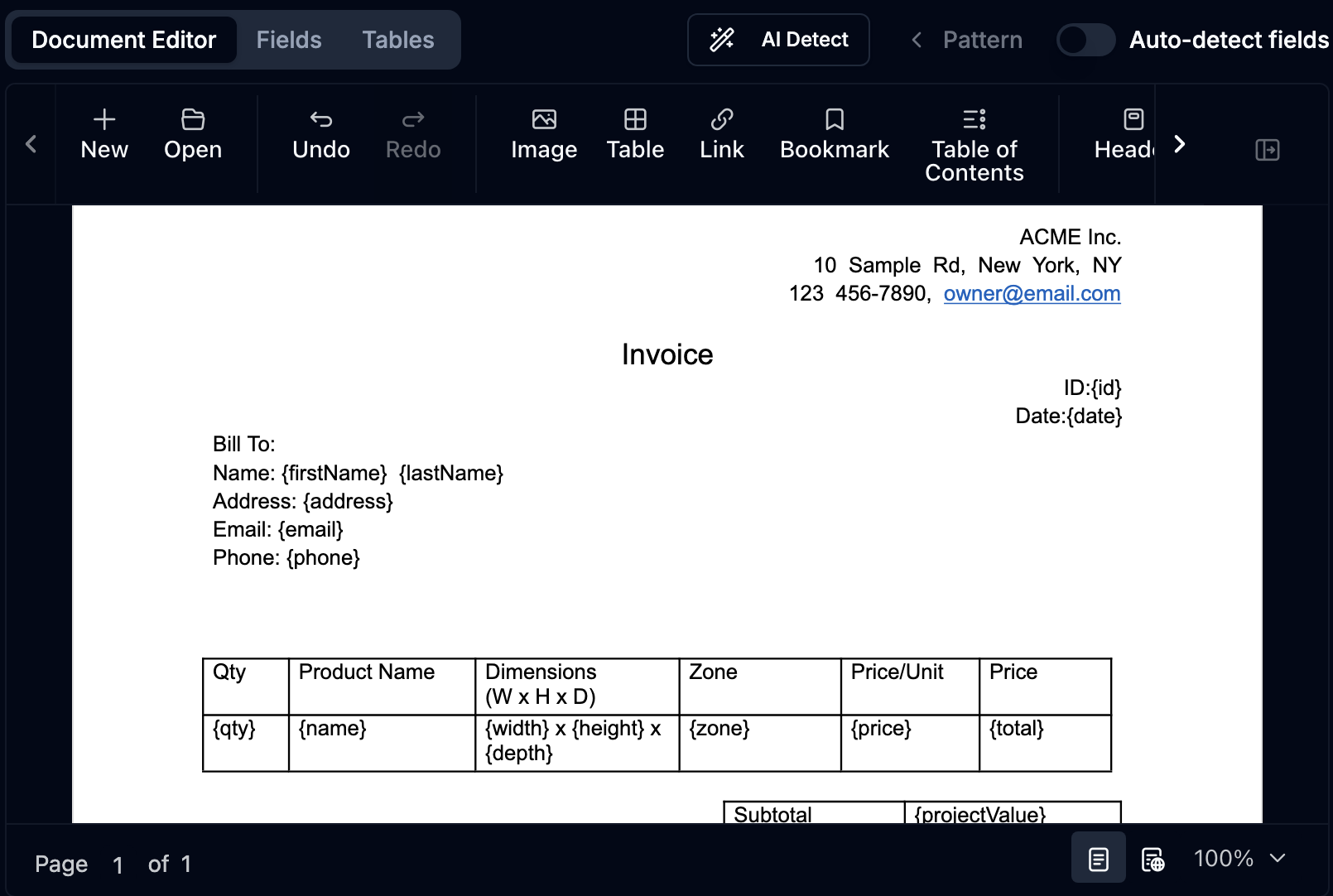 Document Editor Interface